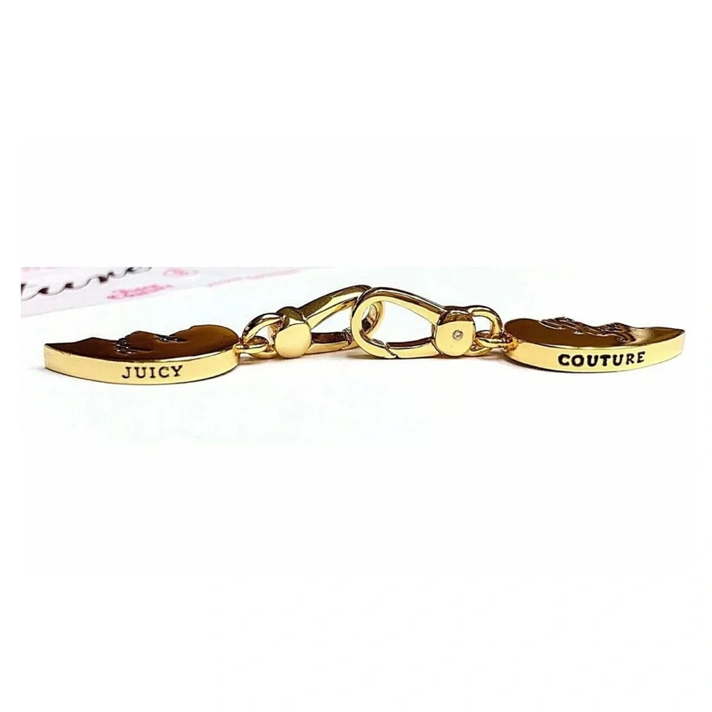NWT Juicy Couture BEST FRIENDS FOREVER Gold Tone Crystal 2 Charms For Necklace - Picture 6 of 8